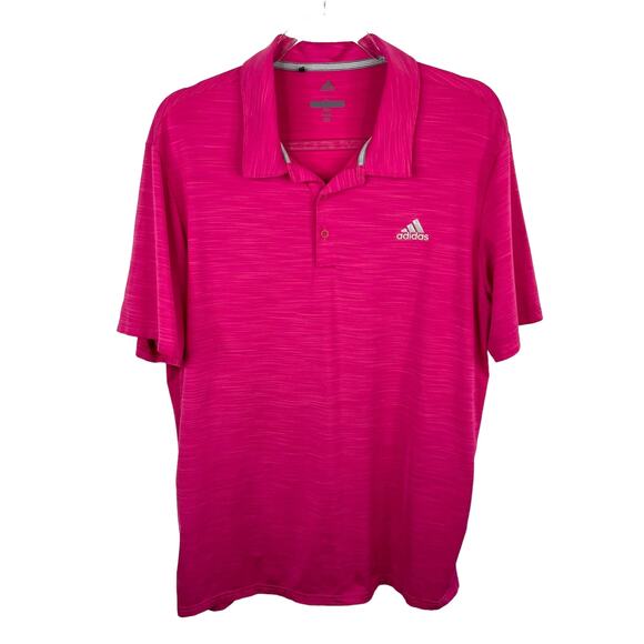 Adidas Mens Golf Polo Fuchsia Pink Large Short Sleeves Athletic - Picture 1 of 10